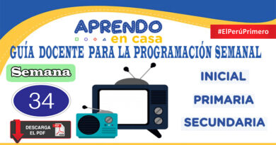 Aprendo en Casa SEMANA 34 Guía docente para la programación Radio y TV del 23 al 27 de noviembre