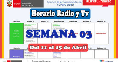 Horario Radio y Tv Aprendo en Casa del 11 al 15 de Abril del 2022