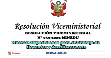 MINEDU: Nuevas Disposiciones para el Trabajo de Docentes y Auxiliares 2022