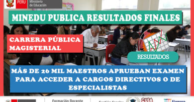 Carrera Pública Magisterial: Más de 26 mil maestros aprueban examen para acceder a cargos directivos o de especialistas