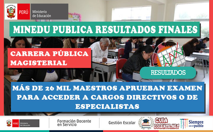 Carrera Pública Magisterial: Más de 26 mil maestros aprueban examen para acceder a cargos directivos o de especialistas