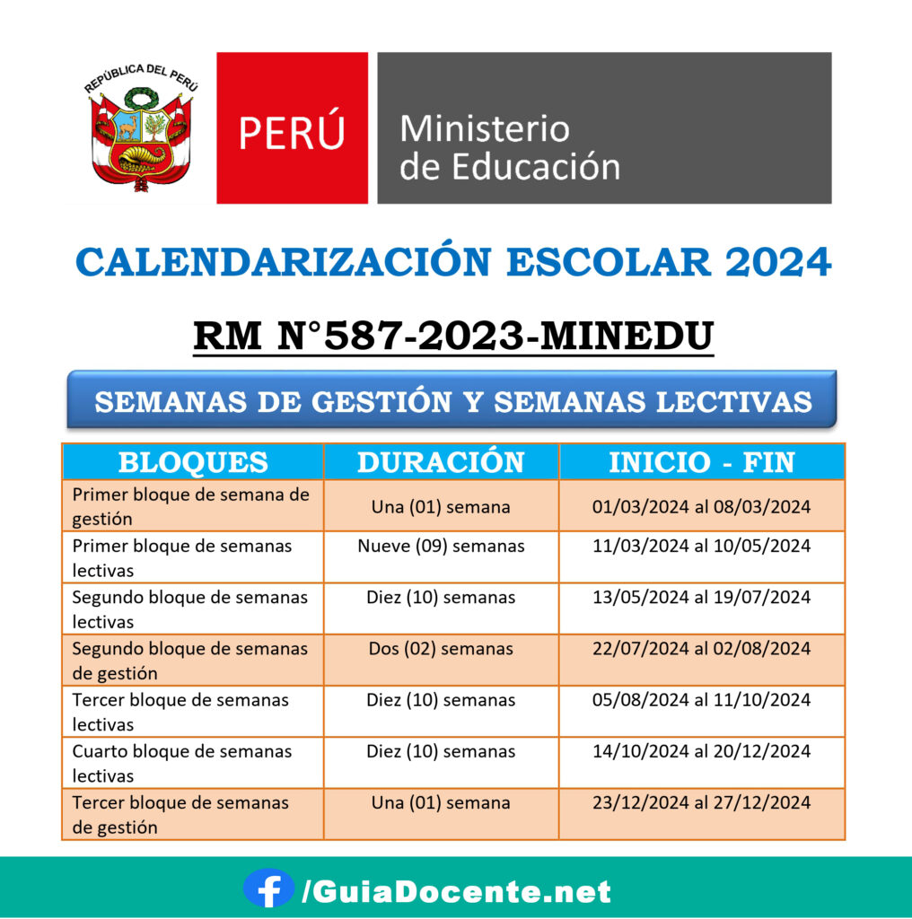 Calendarización del Año Escolar 2024